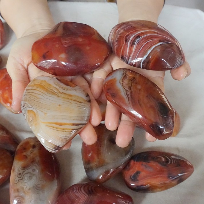 5Kg 11LB 28Pcs Natural Band Sardonyx Carnelian Agate Crystal Palm Stone Healing