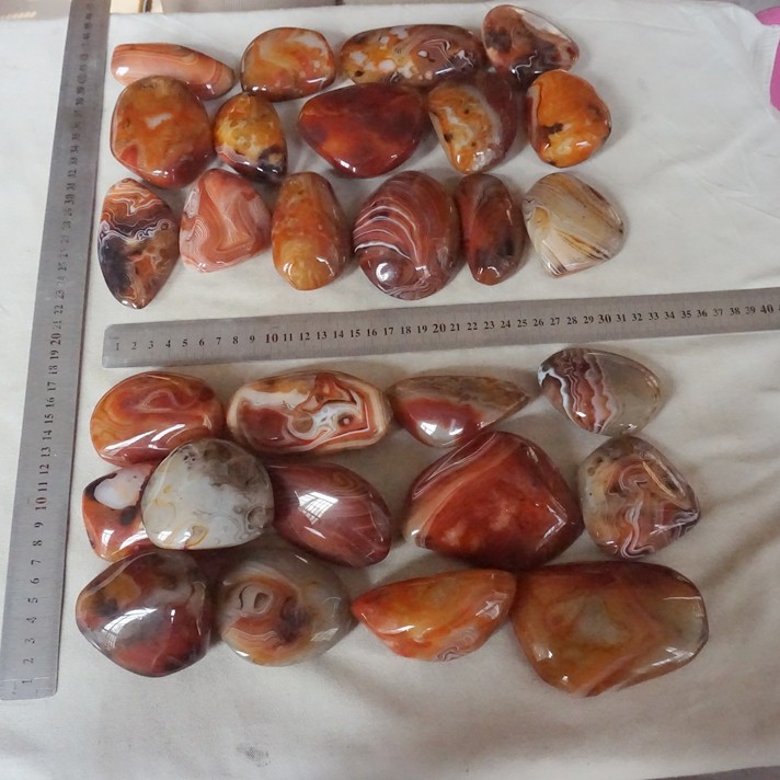 5Kg 11LB 28Pcs Natural Band Sardonyx Carnelian Agate Crystal Palm Stone Healing