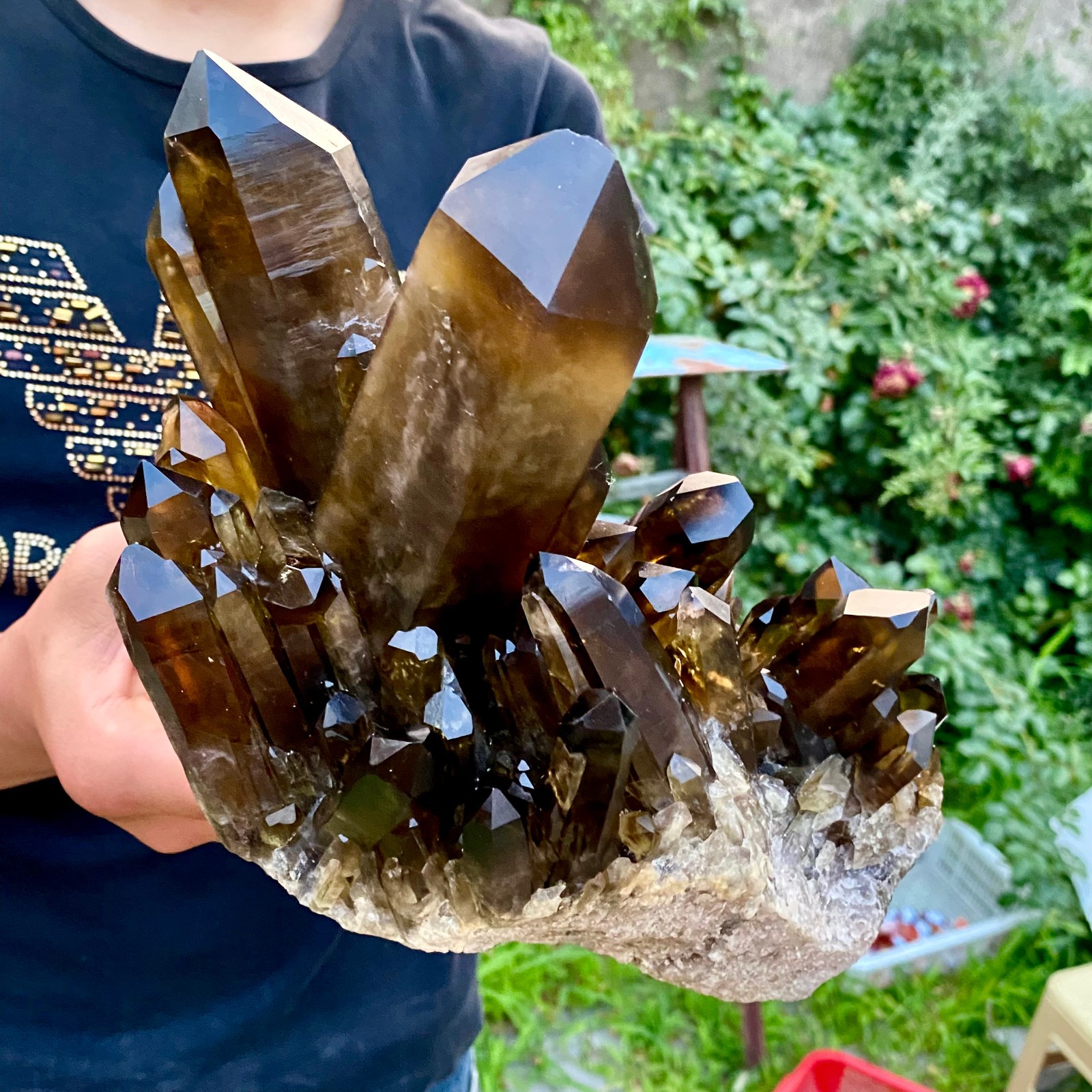 5.7LB Natural Tea black Crystal quartz Cluster Mineral Specimen Healing reiki