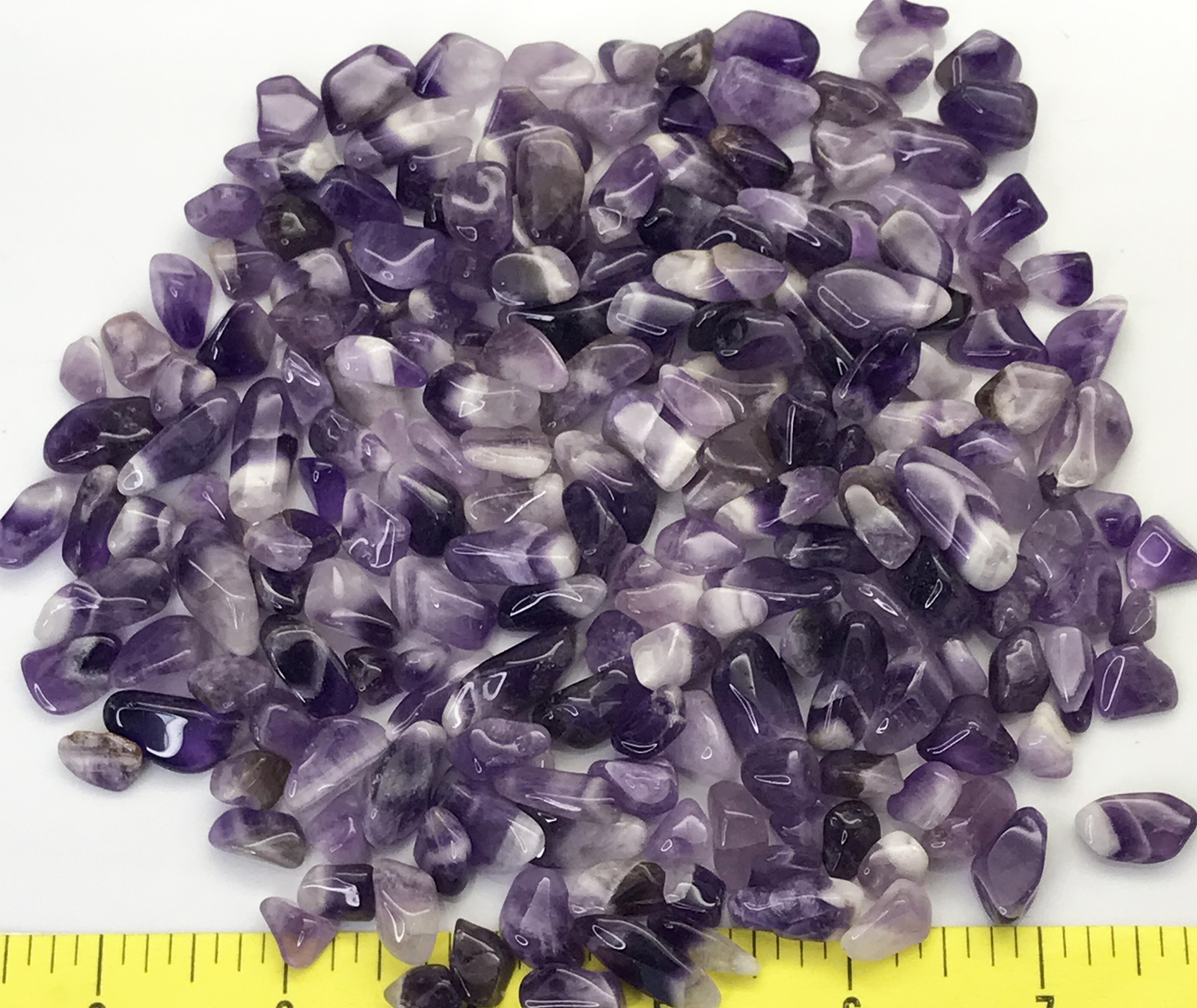 AMETHYST Banded X-Small (5/16-5/8″) A Grade polished stones. 1/2 lb